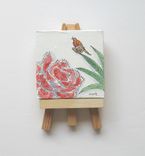 Miniature Acrylic Bird Painting On A Mini Canvas, Original Minature Painting 3 small