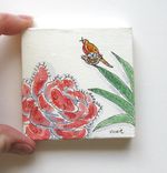 Miniature Acrylic Bird Painting On A Mini Canvas, Original Minature Painting 5 small