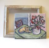 Cat Still Life Original Acrylic Painting On Canvas 3 small