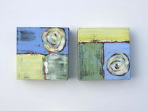 Small Acrylic Abstract Painting Modern Expressionist Contemporary Artwork "Square Circle" 1 small