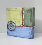 Small Acrylic Abstract Painting Modern Expressionist Contemporary Artwork "Square Circle" 2 small