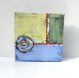 Small Acrylic Abstract Painting Modern Expressionist Contemporary Artwork "Square Circle" 3 small