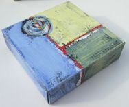Small Acrylic Abstract Painting Modern Expressionist Contemporary Artwork "Square Circle" 4 small
