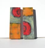 Orange Acrylic Abstract Paintings On Canvas, Diptych Earthtones 1 small