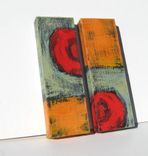 Orange Acrylic Abstract Paintings On Canvas, Diptych Earthtones 2 small