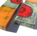 Orange Acrylic Abstract Paintings On Canvas, Diptych Earthtones 4 small