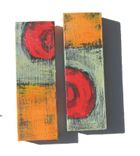 Orange Acrylic Abstract Paintings On Canvas, Diptych Earthtones 5 small