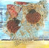 Acrylic Beach Mixed Media Collage On Canvas, Beach Cottage Decor 2 small