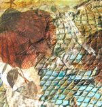 Acrylic Beach Mixed Media Collage On Canvas, Beach Cottage Decor 4 small