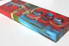Acrylic Heart Abstract Painting Original On A Red Background 3 small