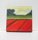 Art Abstract Landscape Painting Modern Contemporary Artwork "Green And Orange Fields" 2 small
