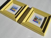 Acrylic Cat Paintings Paris Decor Animal Paintings On Canvas Yellow Frames 2 small