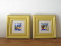 Acrylic Cat Paintings Paris Decor Animal Paintings On Canvas Yellow Frames 3 small