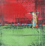 Red Abstract Original Acrylic Paintings Triptych 3 small