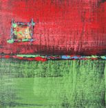 Red Abstract Original Acrylic Paintings Triptych 4 small