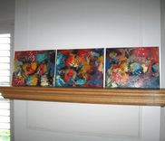 Acrylic Abstract Painting Contemporary Original Triptych On Canvas 5 small