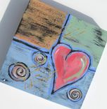 Sale- Abstract Pink Heart Painting, Original Acrylic On Canvas 1 small