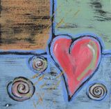 Sale- Abstract Pink Heart Painting, Original Acrylic On Canvas 4 small
