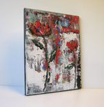 Original Art Still Life Abstract Flower Painting In Red 3 small