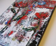 Original Art Still Life Abstract Flower Painting In Red 4 small