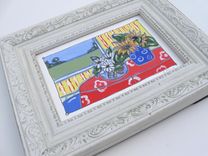 Sunflowers Still Life Original Acrylic Painting, White Frame 3 small