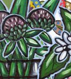 Daisies Acrylic Still Life Painting Original On A Green And Purple Background 3 small