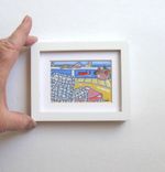 Acrylic Landscape Beach Painting, Original Minature Ink On Canvas 1 small
