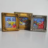 Acrylic Beach Painting, Original Still Life Miniature On Canvas 3 small