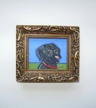 Miniature Acrylic Animal Painting Black Lab Original Ink 1 small