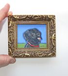 Miniature Acrylic Animal Painting Black Lab Original Ink 2 small