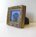 Miniature Acrylic Animal Painting Black Lab Original Ink 3 small