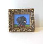 Miniature Acrylic Animal Painting Black Lab Original Ink 4 small