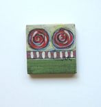 Abstract Miniature Painting Acrylic Original With Green Background 3 small