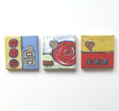 Art Abstract Heart Acrylic Painting Original Miniature On A Mini Canvas 2 small