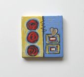Art Abstract Heart Acrylic Painting Original Miniature On A Mini Canvas 5 small