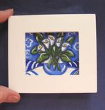 Miniature Still Life Painting, Original Calla Lilies Acrylic Painting 4 small