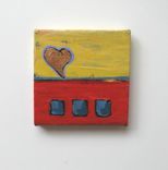 Valentine's Day Abstract Heart Painting, Original Acrylic On A Mini Canvas 2 small
