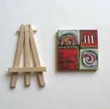 Abstract Miniature Painting Original Acrylic Mini Canvas With Red Background- "Red Circles" 3 small