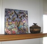 Purple Mixed Media Original Collage Painting On Canvas 3 small