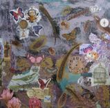 Purple Mixed Media Original Collage Painting On Canvas 4 small