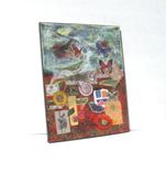 Red Mixed Media Original Painting Collage On Canvas 1 small