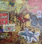 Red Original Mixed Media Painting Paris 1 small