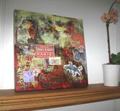 Red Original Mixed Media Painting Paris 2 small