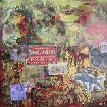 Red Original Mixed Media Painting Paris 3 small