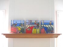 Acrylic Painting On Canvas, Original Still Life, "Cat At The Beach" By Brooke Howie Painting 3 small