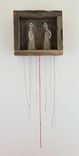 Fiber Art Embroidered Barnwood Diorama -Putting Down Roots Together 2 small