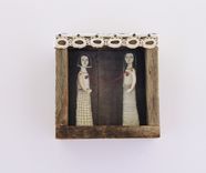 Fiber Art Embroidered Barnwood Diorama -Connection 1 small