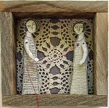 Fiber Art Embroidered Barnwood Diorama - The Mender 2 small