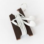 Upcycled Leather Earbud Headphone Organizer Keychain 3 small