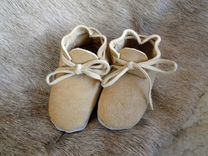 Custom Braintan Leather  Baby Moccasin Booties 4 small